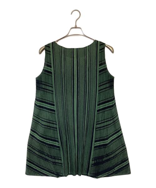 PLEATS PLEASE（プリーツプリーズ）PLEATS PLEASE (プリーツプリーズ) プリーツ ノースリーブ チュニック グリーン サイズ:3の古着・服飾アイテム