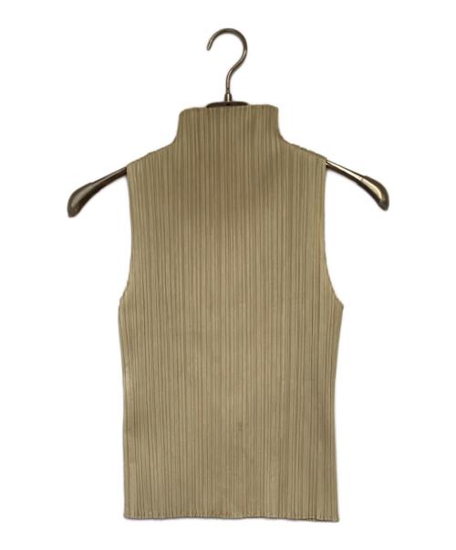PLEATS PLEASE（プリーツプリーズ）PLEATS PLEASE (プリーツプリーズ) ハイネック ノースリーブカットソー ベージュ サイズ:4の古着・服飾アイテム