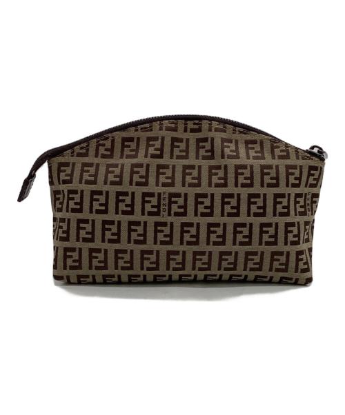FENDI（フェンディ）FENDI (フェンディ) ズッキーノ ポーチ ベージュ×ブラウンの古着・服飾アイテム