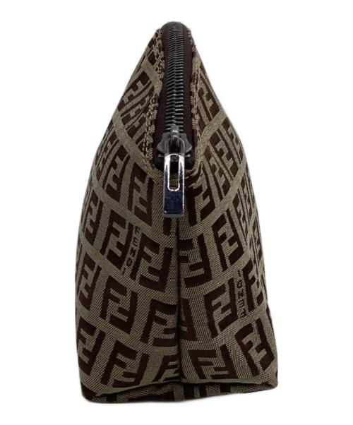 FENDI（フェンディ）FENDI (フェンディ) ズッキーノ ポーチ ベージュ×ブラウンの古着・服飾アイテム