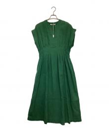 ne quittez pas（ヌキテパ）の古着「Cotton Double Gauze Tuck Dress（コットン ダブル ガーゼ タック ドレス）」｜グリーン