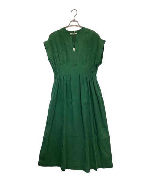 ne quittez pas（ヌキテパ）ne quittez pas (ヌキテパ) Cotton Double Gauze Tuck Dress（コットン ダブル ガーゼ タック ドレス） グリーン サイズ:Mの古着・服飾アイテム