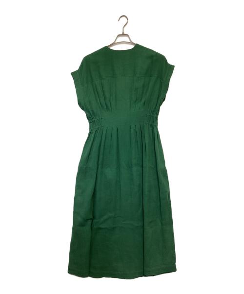 ne quittez pas（ヌキテパ）ne quittez pas (ヌキテパ) Cotton Double Gauze Tuck Dress（コットン ダブル ガーゼ タック ドレス） グリーン サイズ:Mの古着・服飾アイテム