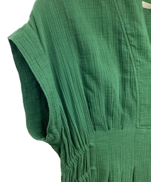 ne quittez pas（ヌキテパ）ne quittez pas (ヌキテパ) Cotton Double Gauze Tuck Dress（コットン ダブル ガーゼ タック ドレス） グリーン サイズ:Mの古着・服飾アイテム