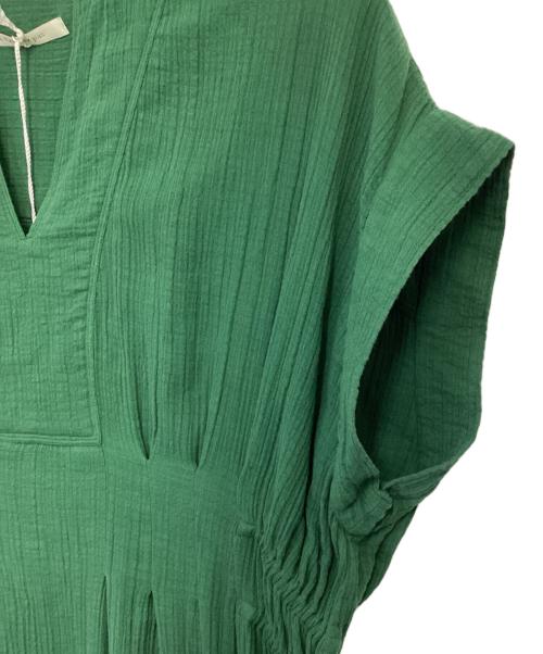 ne quittez pas（ヌキテパ）ne quittez pas (ヌキテパ) Cotton Double Gauze Tuck Dress（コットン ダブル ガーゼ タック ドレス） グリーン サイズ:Mの古着・服飾アイテム