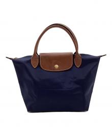 LONGCHAMP（ロンシャン）の古着「ル プリアージュ オリジナル S トップハンドルバッグ」｜ネイビー×ブラウン