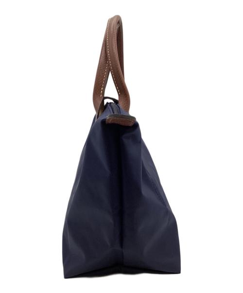 LONGCHAMP（ロンシャン）LONGCHAMP (ロンシャン) ル プリアージュ オリジナル S トップハンドルバッグ ネイビー×ブラウンの古着・服飾アイテム