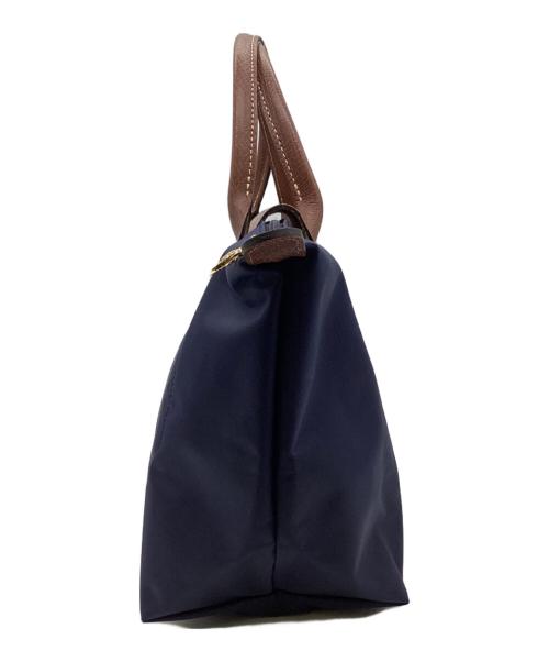 LONGCHAMP（ロンシャン）LONGCHAMP (ロンシャン) ル プリアージュ オリジナル S トップハンドルバッグ ネイビー×ブラウンの古着・服飾アイテム