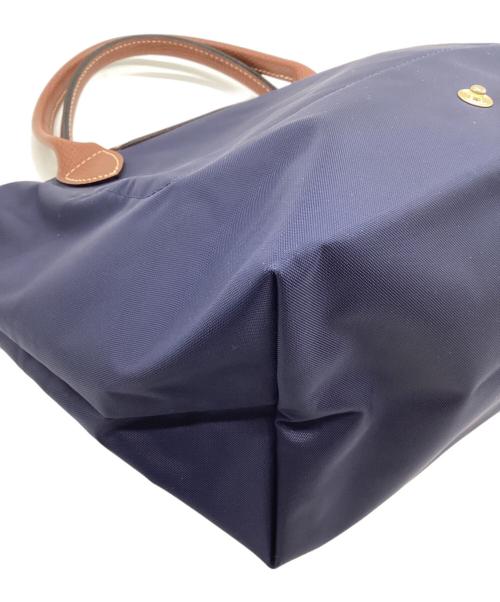 LONGCHAMP（ロンシャン）LONGCHAMP (ロンシャン) ル プリアージュ オリジナル S トップハンドルバッグ ネイビー×ブラウンの古着・服飾アイテム