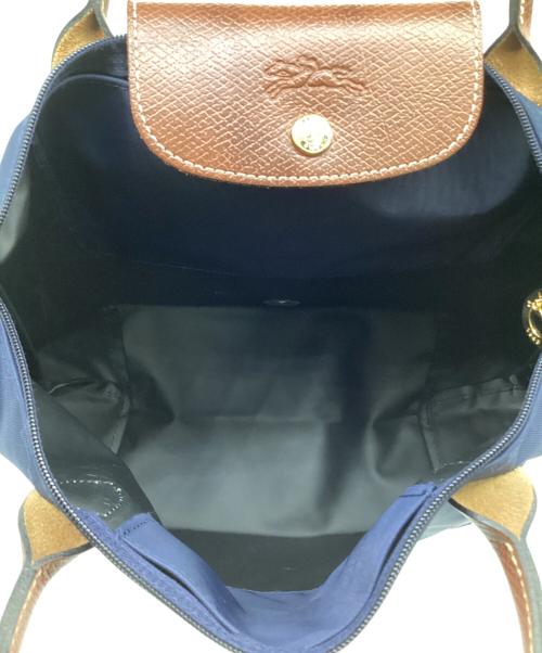 LONGCHAMP（ロンシャン）LONGCHAMP (ロンシャン) ル プリアージュ オリジナル S トップハンドルバッグ ネイビー×ブラウンの古着・服飾アイテム