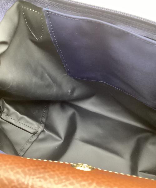 LONGCHAMP（ロンシャン）LONGCHAMP (ロンシャン) ル プリアージュ オリジナル S トップハンドルバッグ ネイビー×ブラウンの古着・服飾アイテム