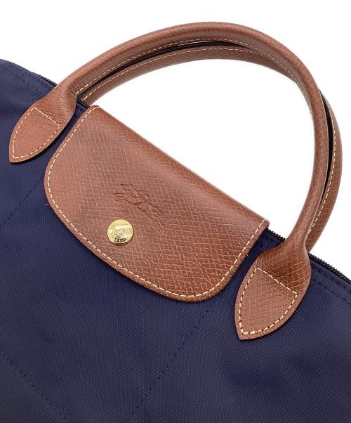 LONGCHAMP（ロンシャン）LONGCHAMP (ロンシャン) ル プリアージュ オリジナル S トップハンドルバッグ ネイビー×ブラウンの古着・服飾アイテム