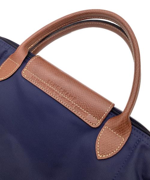 LONGCHAMP（ロンシャン）LONGCHAMP (ロンシャン) ル プリアージュ オリジナル S トップハンドルバッグ ネイビー×ブラウンの古着・服飾アイテム