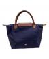 LONGCHAMP (ロンシャン) ル プリアージュ オリジナル S トップハンドルバッグ ネイビー×ブラウン：7000円