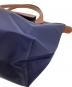 中古・古着 LONGCHAMP (ロンシャン) ル プリアージュ オリジナル S トップハンドルバッグ ネイビー×ブラウン：7000円