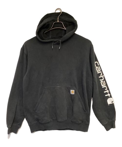 CarHartt（カーハート）CarHartt Loose Fit Midweight Logo Sleeve Graphic Sweatshirt（ルーズ フィット ミッドウェイト ロゴ スリーブ グラフィック スウェット）パーカー ブラック サイズ:Mの古着・服飾アイテム