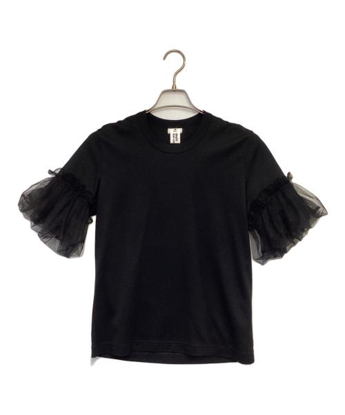 noir kei ninomiya（ノワール ケイ ニノミヤ）noir kei ninomiya (ノワール ケイ ニノミヤ) チュール スリーブ Tシャツ ブラック サイズ:Mの古着・服飾アイテム