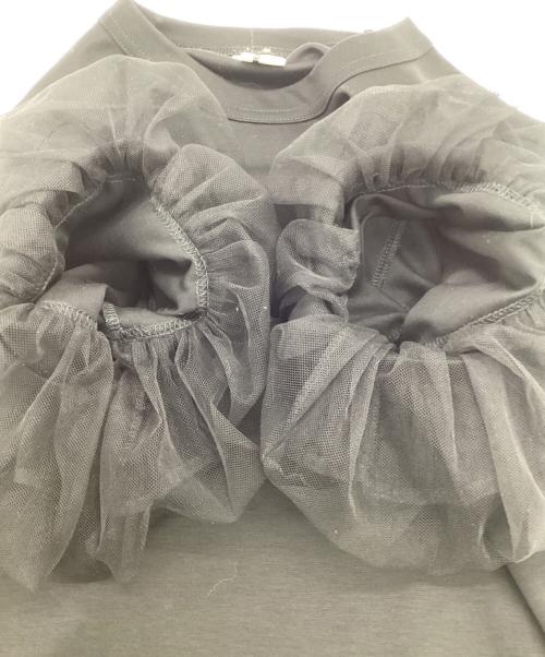 noir kei ninomiya（ノワール ケイ ニノミヤ）noir kei ninomiya (ノワール ケイ ニノミヤ) チュール スリーブ Tシャツ ブラック サイズ:Mの古着・服飾アイテム