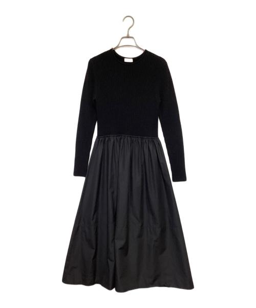 BALLSEY（ボールジィ）BALLSEY (ボールジィ) リンクスリブコンビ クルーネックワンピース ブラック サイズ:36の古着・服飾アイテム