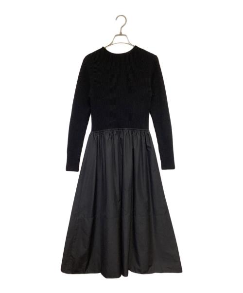 BALLSEY（ボールジィ）BALLSEY (ボールジィ) リンクスリブコンビ クルーネックワンピース ブラック サイズ:36の古着・服飾アイテム