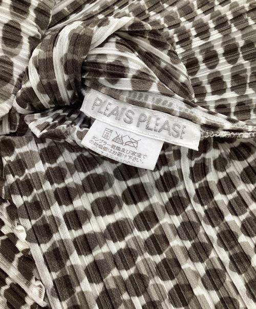 PLEATS PLEASE（プリーツプリーズ）PLEATS PLEASE (プリーツプリーズ) ノースリーブカットソー ホワイト×ブラウン サイズ:3の古着・服飾アイテム