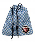 MIU MIUミュウミュウ）の古着「CLUBワッペン 巾着」｜ブルー×ホワイト