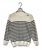 MADISON BLUE×martiniqueマディソンブルー×マルティニーク）の古着「HELLO CREW L/S PO BORDER（ハロー クルー ロングスリーブ プルオーバー ボーダー）」｜ホワイト×ブラック
