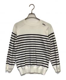 MADISON BLUE×martinique（マディソンブルー×マルティニーク）の古着「HELLO CREW L/S PO BORDER（ハロー クルー ロングスリーブ プルオーバー ボーダー）」｜ホワイト×ブラック