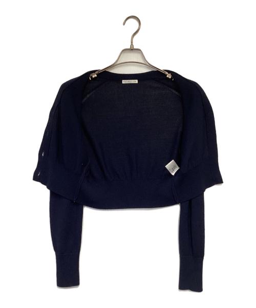 ESTNATION（エストネーション）ESTNATION (エストネーション) ミドルゲージクロップドカーディガン ネイビー サイズ:Fの古着・服飾アイテム