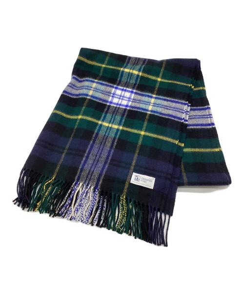 JOHNSTONS OF ELGIN（ジョンストンズ オブ エルガン）JOHNSTONS OF ELGIN (ジョンストンズ オブ エルガン) カシミヤ ストール グリーン×ネイビーの古着・服飾アイテム