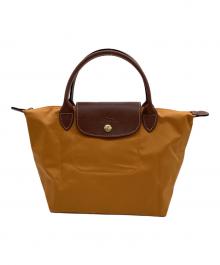 LONGCHAMP（ロンシャン）の古着「ルプリアージュ トップハンドル ハンドッグS」｜オレンジ×ブラウン