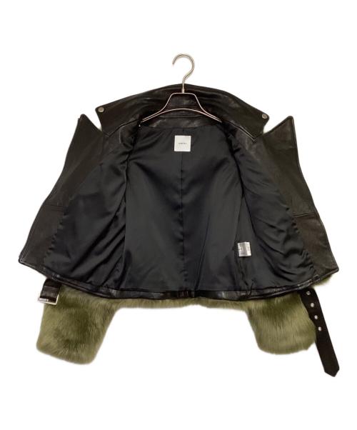 Ameri（アメリ）Ameri (アメリ) ファードッキングライダースジャケット ブラック×グリーン サイズ:Fの古着・服飾アイテム