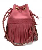 J&M DAVIDSONジェイ＆エム デヴィッドソン）の古着「FRINGE CARNIVAL（フリンジカーニバル）L 巾着バッグ」｜ピンク