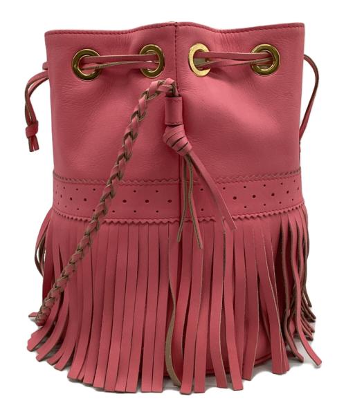 J&M DAVIDSON（ジェイ＆エム デヴィッドソン）J&M DAVIDSON (ジェイ＆エム デヴィッドソン) FRINGE CARNIVAL（フリンジカーニバル）L 巾着バッグ ピンクの古着・服飾アイテム