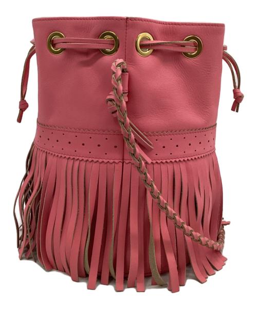 J&M DAVIDSON（ジェイ＆エム デヴィッドソン）J&M DAVIDSON (ジェイ＆エム デヴィッドソン) FRINGE CARNIVAL（フリンジカーニバル）L 巾着バッグ ピンクの古着・服飾アイテム