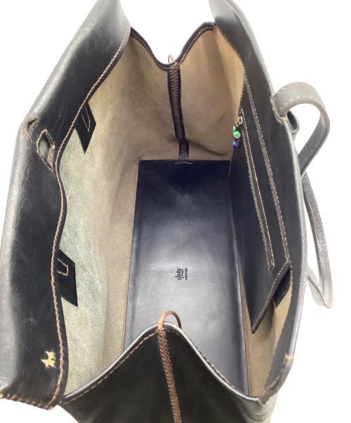 HENRY CUIR（アンリークイール）HENRY CUIR (アンリークイール) レザートートバッグ ブラックの古着・服飾アイテム