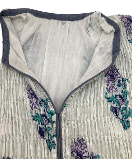 ne quittez pas（ヌキテパ）ne quittez pas (ヌキテパ) Cotton Jacquard Lily Print Shirring Dress（コットン ジャカード リリー プリント シアリング ドレス） ブルー サイズ:Lの古着・服飾アイテム