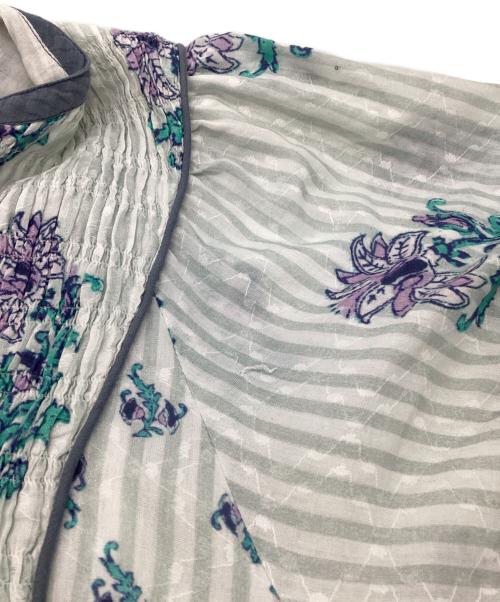ne quittez pas（ヌキテパ）ne quittez pas (ヌキテパ) Cotton Jacquard Lily Print Shirring Dress（コットン ジャカード リリー プリント シアリング ドレス） ブルー サイズ:Lの古着・服飾アイテム