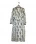 ne quittez pas（ヌキテパ）の古着「Cotton Jacquard Lily Print Shirring Dress（コットン ジャカード リリー プリント シアリング ドレス）」｜ブルー