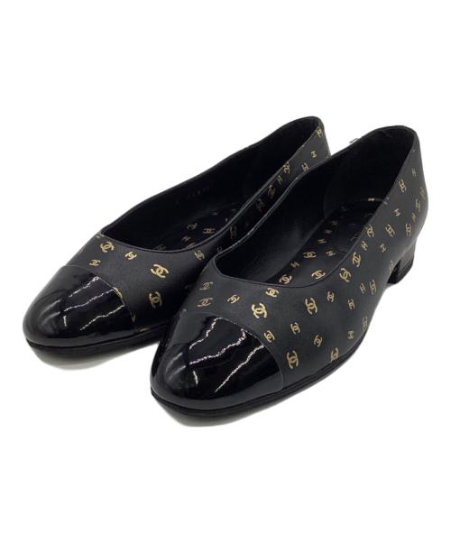 CHANEL（シャネル）CHANEL (シャネル) バレエパンプス ブラック×ゴールド サイズ:37の古着・服飾アイテム