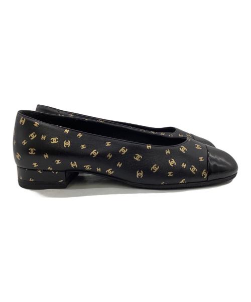 CHANEL（シャネル）CHANEL (シャネル) バレエパンプス ブラック×ゴールド サイズ:37の古着・服飾アイテム