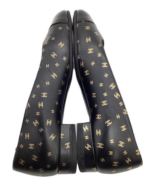 CHANEL（シャネル）CHANEL (シャネル) バレエパンプス ブラック×ゴールド サイズ:37の古着・服飾アイテム