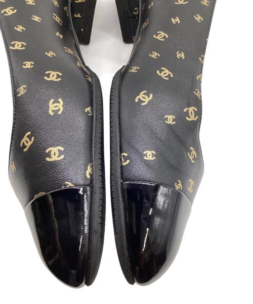 CHANEL（シャネル）CHANEL (シャネル) バレエパンプス ブラック×ゴールド サイズ:37の古着・服飾アイテム
