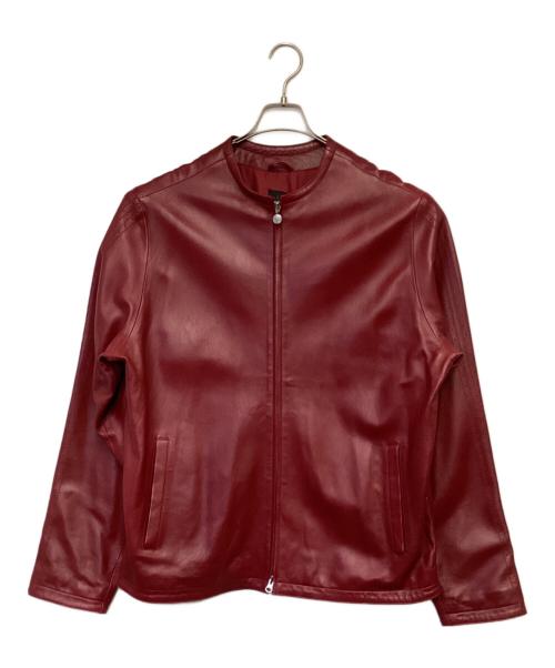 adidas（アディダス）adidas (アディダス) ラムレザージャケット レッド サイズ:J/2XOの古着・服飾アイテム