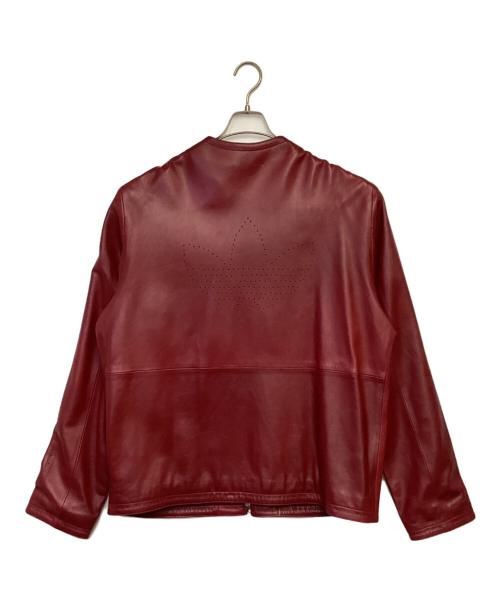 adidas（アディダス）adidas (アディダス) ラムレザージャケット レッド サイズ:J/2XOの古着・服飾アイテム