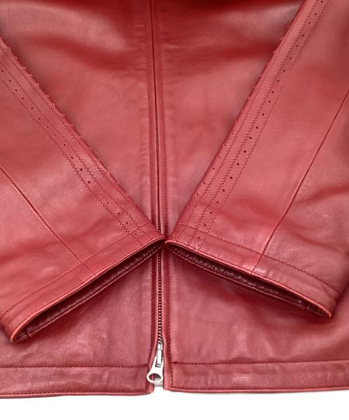 adidas（アディダス）adidas (アディダス) ラムレザージャケット レッド サイズ:J/2XOの古着・服飾アイテム