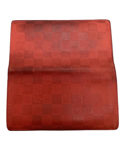 LOUIS VUITTON（ルイ ヴィトン）LOUIS VUITTON (ルイ ヴィトン) ダミエ アンフィニ ポルトフォイユ ブラザ 長財布 レッドの古着・服飾アイテム
