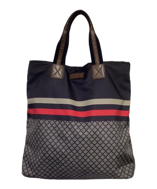 GUCCI（グッチ）GUCCI (グッチ) ディアマンテ トートバッグ ネイビー×グレーの古着・服飾アイテム