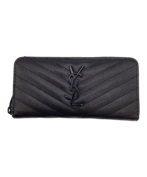 SAINT LAURENT（サンローラン）SAINT LAURENT (サンローラン) カサンドラ ラウンドファスナー財布 ブラックの古着・服飾アイテム