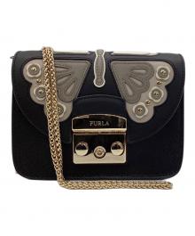 FURLA（フルラ）の古着「METROPOLIS PAPILLON（メトロポリス パピヨン）チェーンショルダーバッグ」｜ブラック
